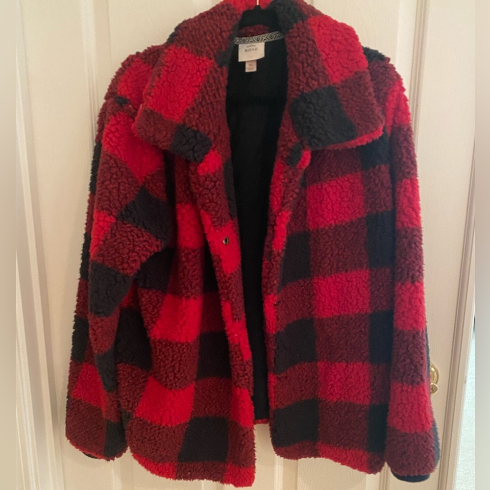 Knox rose Buffalo plaid Sherpa jacket